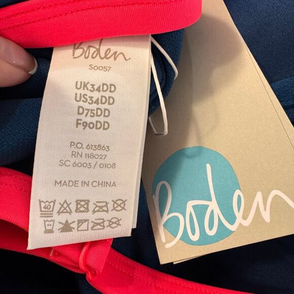 NWT Boden Milos Tankini Swim Top Green Pink Underwired Padded Size 34DD Swimwear - Picture 7 of 9